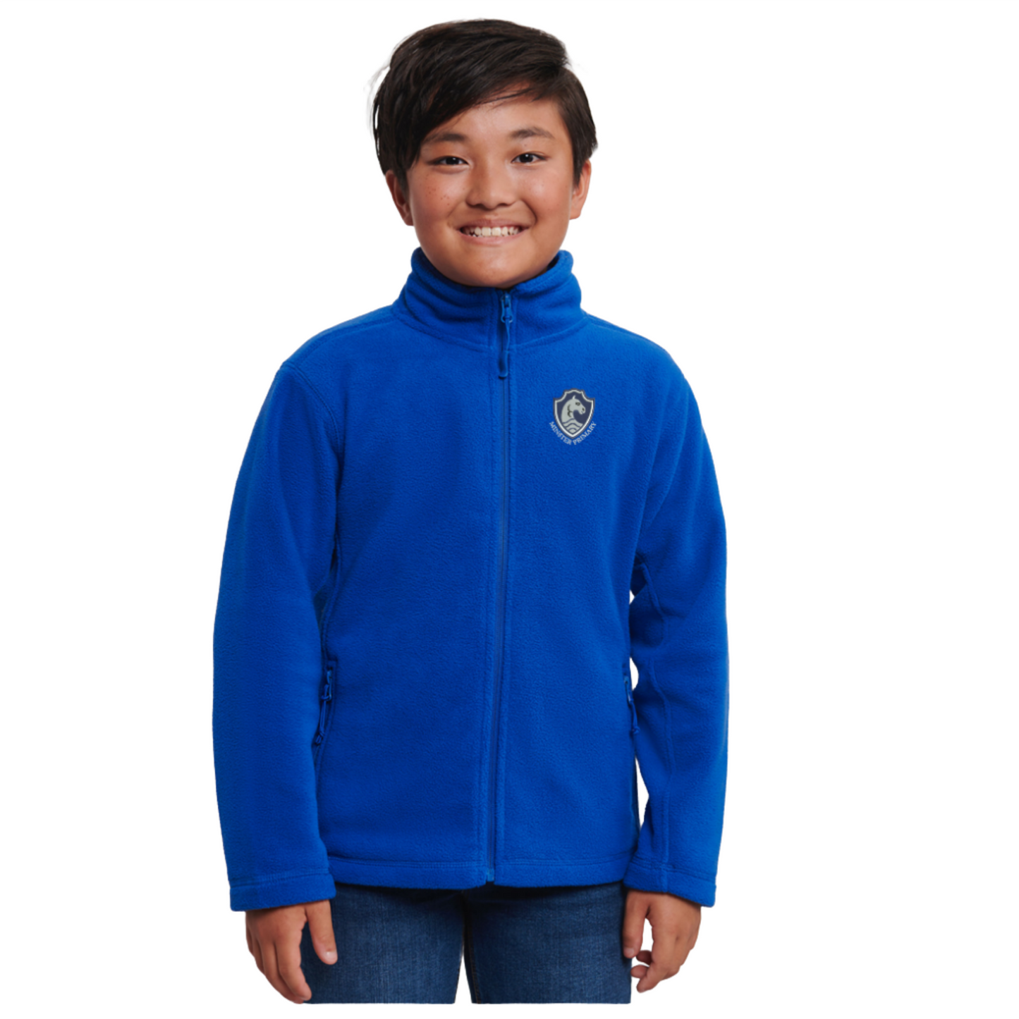 Minster In Sheppey Primary - Kids full-zip outdoor fleece in Royal Blue with Logo